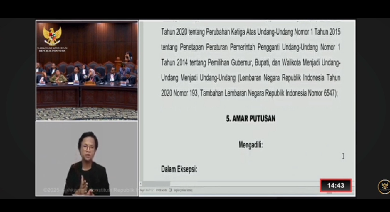 Pasangan Ai-Iip Tolak Putusan MK soal PSU Tasikmalaya, Kuasa Hukum Nilai MK Tidak Konsisten