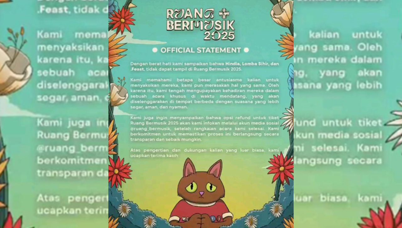 Hindia, Lomba Sihir Serta Feast Batal Tampil di Ruang Bermusik 2025, Absenya Mereka Berpengaruh ke Sponsor