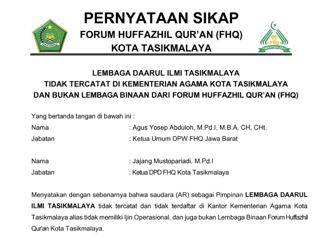 Kutuk Perbuatan Asusila Pimpinan Rumah Tahfidz Daarul Ilmi, Ketua Forum Hufadzil Qur'an Tegaskan ini...