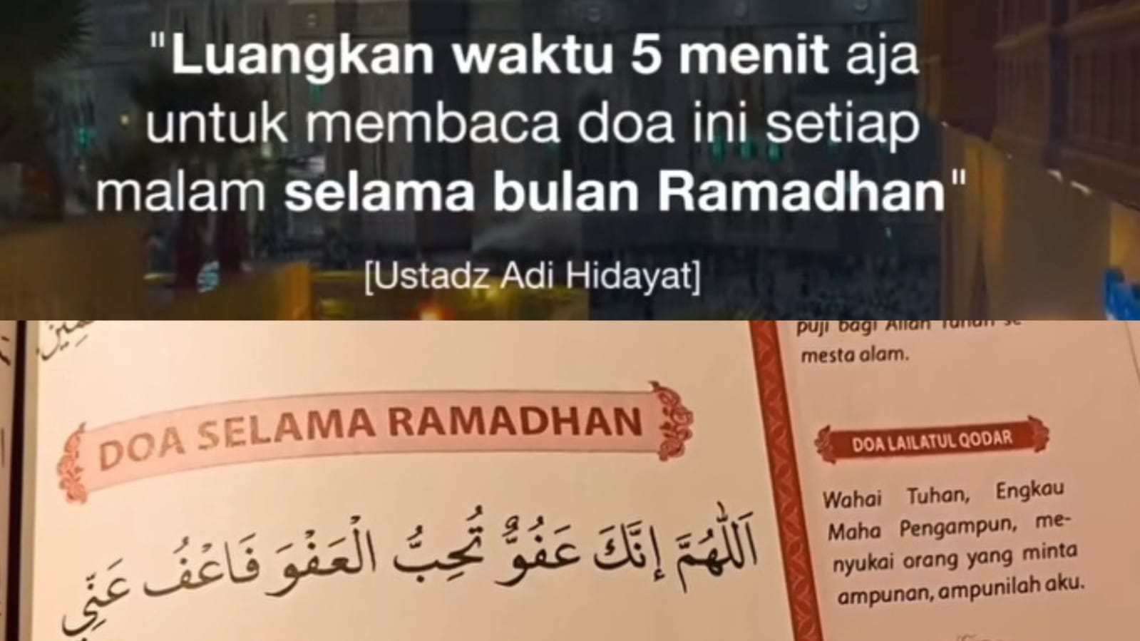 Luangkan Waktu Membaca Doa Ini Setiap Malam Saat Ramadhan, Ustadz Adi Hidayat Ungkap Keutamaanya