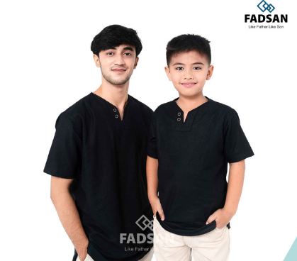 Lucu Abis !! 5 Baju Koko Ayah Anak Model Casual Untuk Lebaran