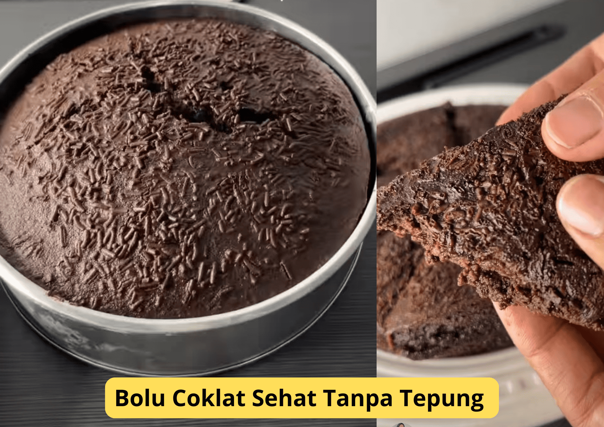 Resep Bolu Coklat Sehat Tanpa Tepung, Rendah Gula dan Tanpa Mixer