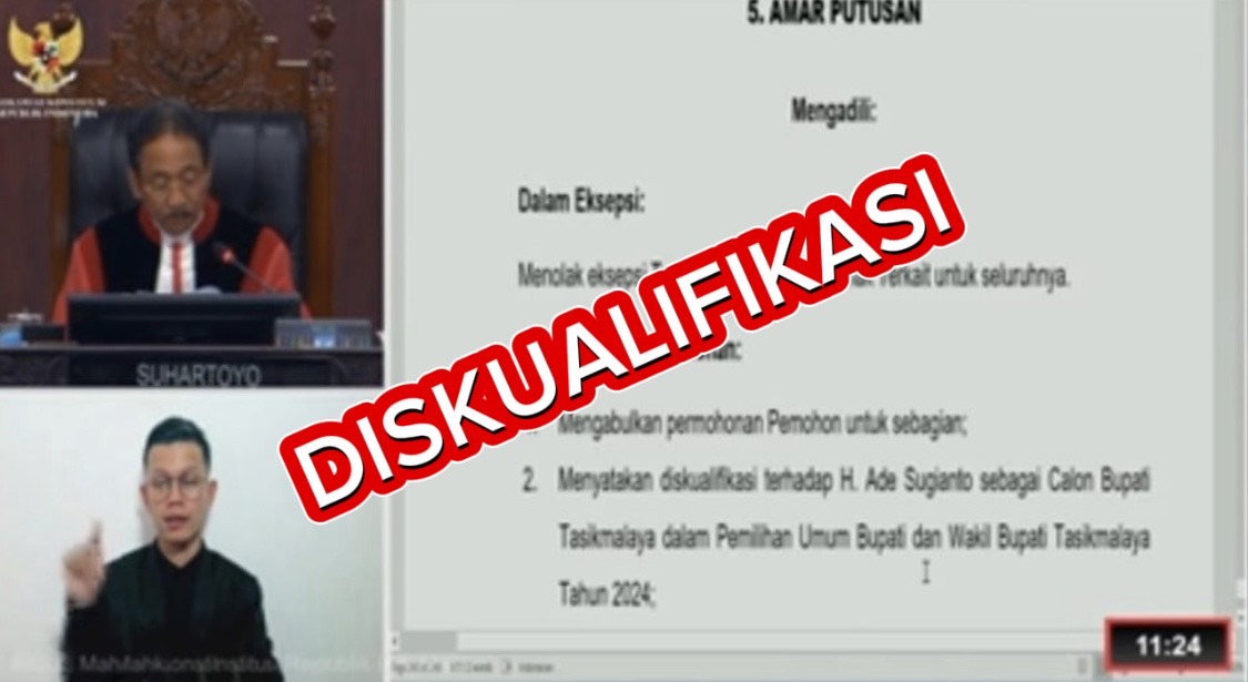 BREAKING NEWS: MK Diskualifikasi Ade Sugianto Sebagai Bupati Terpilih, Pilkada Kab. Tasikmalaya Diulang   