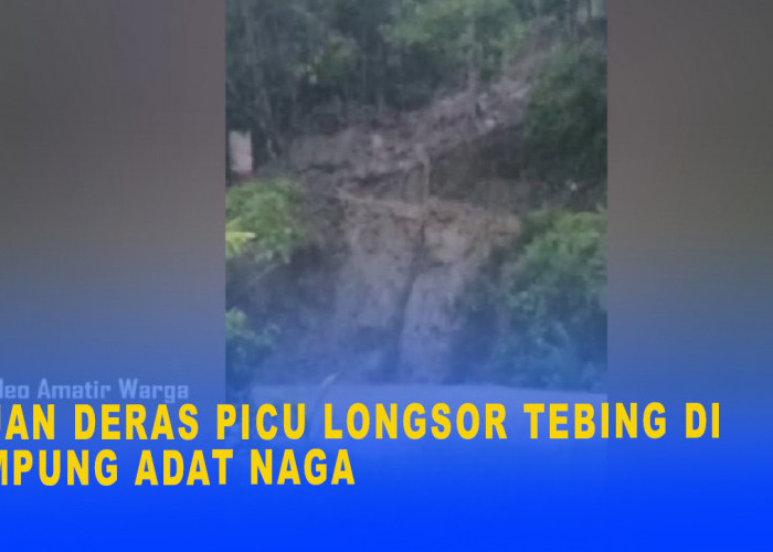 Hujan Deras Picu Longsor Tebing di Kampung Adat Naga, Material Longsor Menimpa Sawah dan Warung