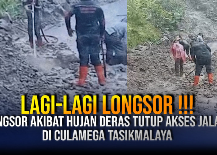 Longsor Tutup Akses Jalan di Culamega Tasikmalaya, BPBD Turun Tangan Lakukan Evakuasi Meterial Longsor