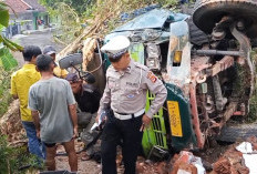 Sopir Ngantuk, Truk Bermuatan Mi Instan Terguling, Pengemudi Selamat, Truk Alami Rusak Berat 