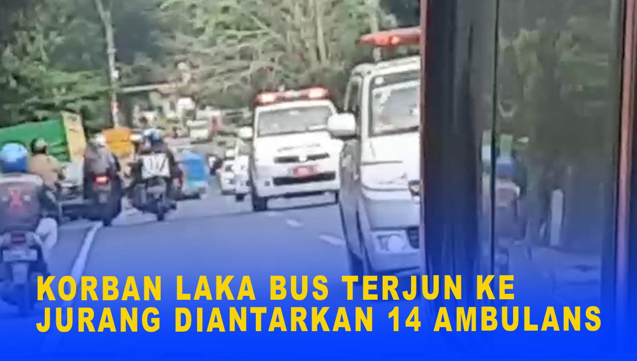 KORBAN LAKA BUS TERJUN KE JURANG DIANTARKAN 14 AMBULANS