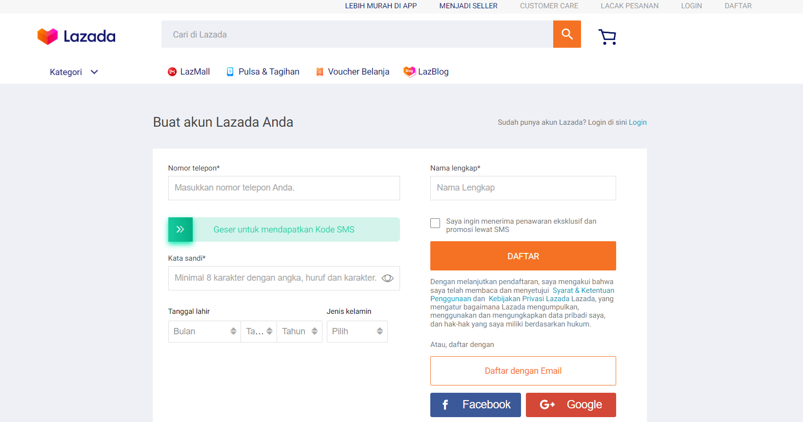 5 Menit Langsung Jadi, Daftar Akun Lazada Ternyata Gampang Banget